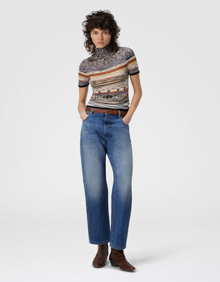 Kurzarm-Strick-Rollkragenpullover