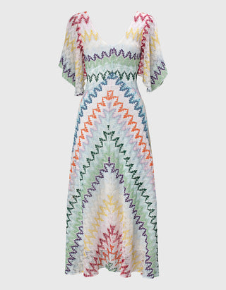 Midi-Kleid mit Effektgarn mit Flügel-Ärmeln