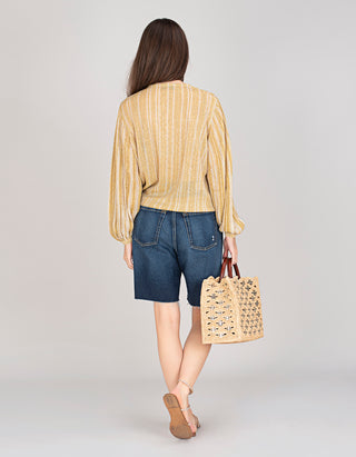 Pailletten-Bluse mit Schlitz-Ausschnitt