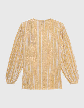 Pailletten-Bluse mit Schlitz-Ausschnitt