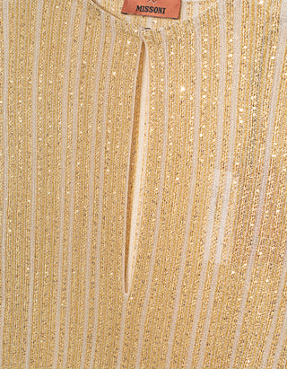 Pailletten-Bluse mit Schlitz-Ausschnitt