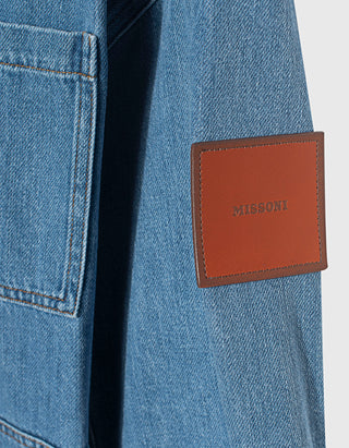 Jeans-Overshirt mit Leder-Aufnäher