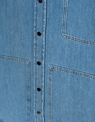 Jeans-Overshirt mit Leder-Aufnäher