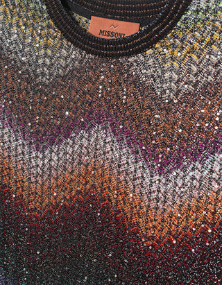 Strick-T-Shirt mit Pailettenbesatz