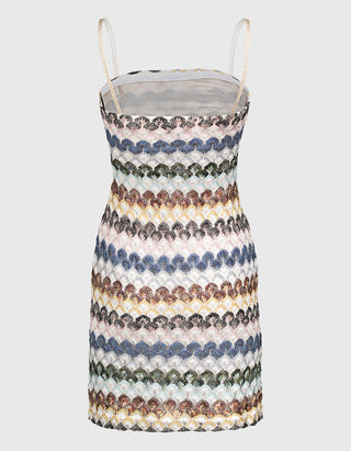 Mini-Kleid mit abnehmbaren Trägern und Effektgarn