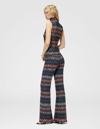 Flare-Leg Hose Oblique mit Effektgarn