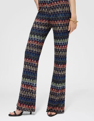 Flare-Leg Hose Oblique mit Effektgarn