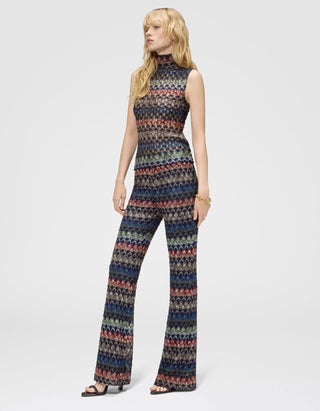 Flare-Leg Hose Oblique mit Effektgarn