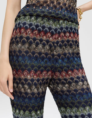 Flare-Leg Hose Oblique mit Effektgarn