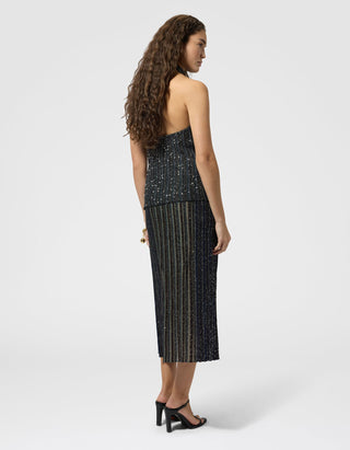 Pailletten-Neckholder Top