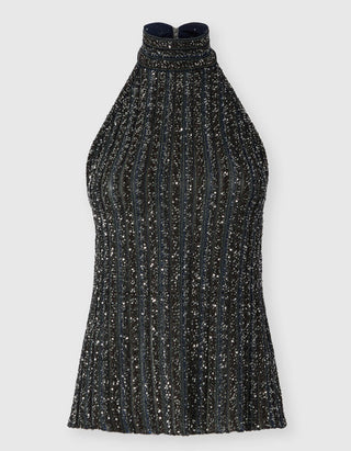Pailletten-Neckholder Top