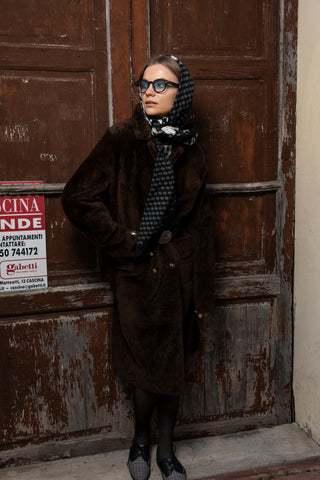 Doppelreihiger Shearling-Wende-Mantel Golier