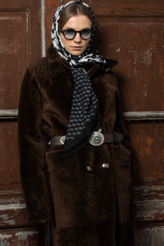 Doppelreihiger Shearling-Wende-Mantel Golier