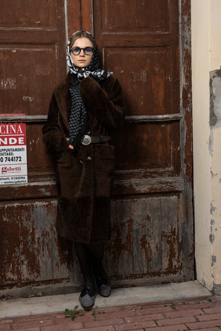 Doppelreihiger Shearling-Wende-Mantel Golier