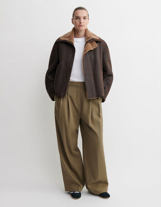 Shearling-Lammleder-Jacke im Vintage-Stil