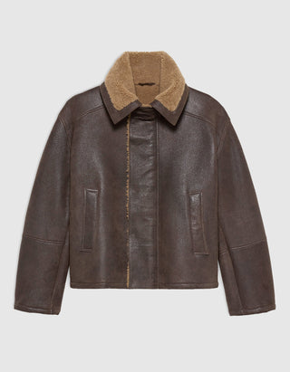 Shearling-Lammleder-Jacke im Vintage-Stil