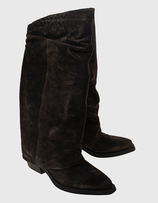 Veloursleder-Stiefel Liam mit Knopfleiste