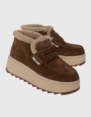 Gefütterte Veloursleder Plateau-Schuhe Magic