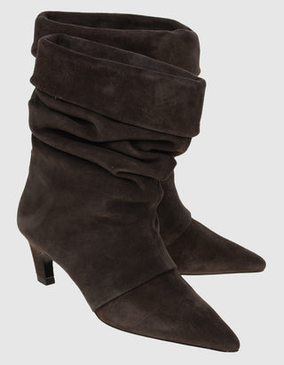 Veloursleder-Stiefel Virgee mit Umschlag