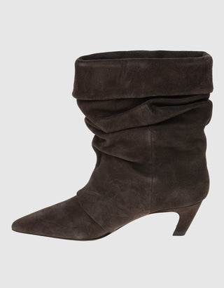 Veloursleder-Stiefel Virgee mit Umschlag