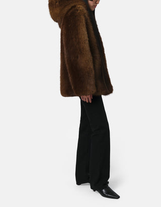 Faux-Fur Jacke Katin mit Kapuze