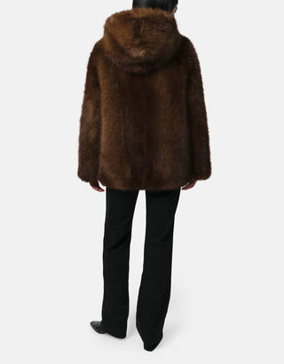 Faux-Fur Jacke Katin mit Kapuze