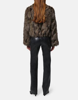 Faux-Fur Bomberjacke Lillet Patchwork mit Faux Leather Details