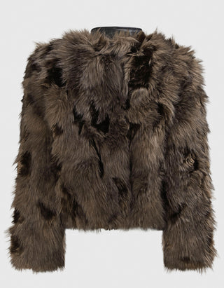 Faux-Fur Bomberjacke Lillet Patchwork mit Faux Leather Details