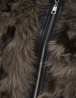 Faux-Fur Bomberjacke Lillet Patchwork mit Faux Leather Details