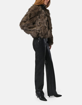 Faux-Fur Bomberjacke Lillet Patchwork mit Faux Leather Details