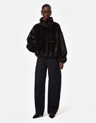 Faux-Fur Jacke Bomber Iris mit Kapuze