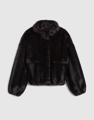 Faux-Fur Jacke Bomber Iris mit Kapuze