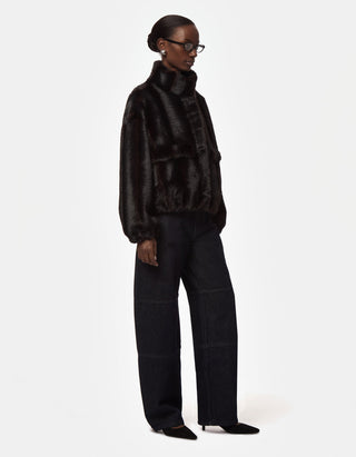 Faux-Fur Jacke Bomber Iris mit Kapuze