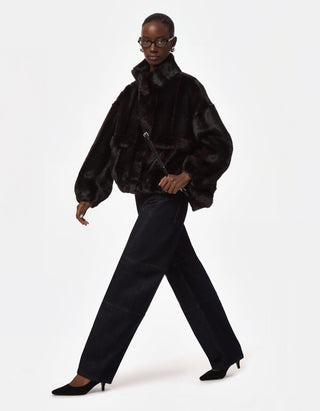 Faux-Fur Jacke Bomber Iris mit Kapuze