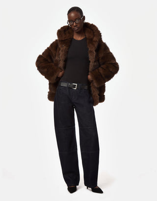 Faux Fur Jacke mit Kapuze Cel Mink