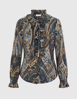 Gemusterte Seide-Bluse Catroux