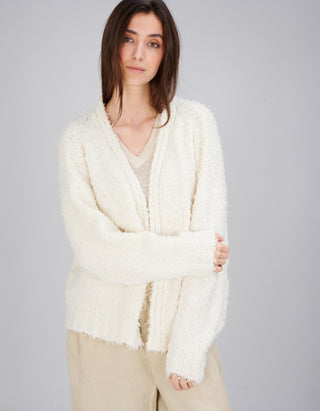 Oversize Kaschmir-Cardigan mit Fransen-Details