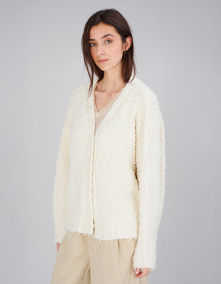 Oversize Kaschmir-Cardigan mit Fransen-Details