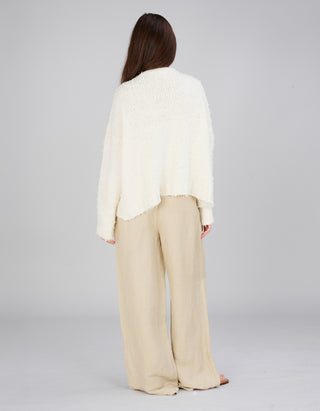 Oversize Kaschmir-Cardigan mit Fransen-Details