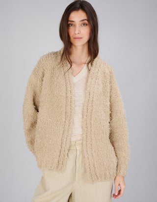 Oversize Kaschmir-Cardigan mit Fransen-Details