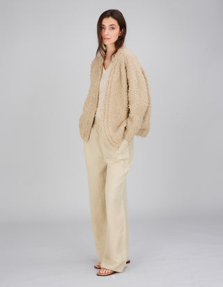 Oversize Kaschmir-Cardigan mit Fransen-Details