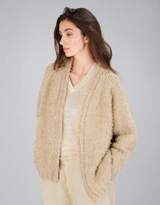 Oversize Kaschmir-Cardigan mit Fransen-Details