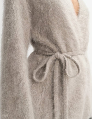 Kaschmir-Cardigan Brushed mit Bindegürtel