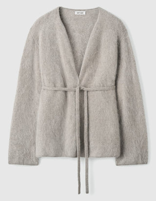 Kaschmir-Cardigan Brushed mit Bindegürtel