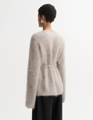 Kaschmir-Cardigan Brushed mit Bindegürtel