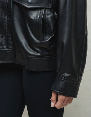 Oversize Leder-Jacke