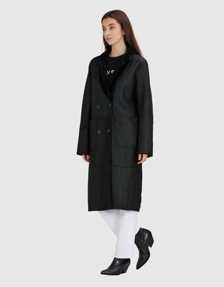 Doppelreihiger Shearling Wendemantel Golier