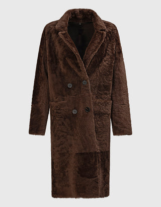Doppelreihiger Shearling-Wende-Mantel Golier