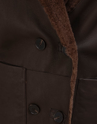 Doppelreihiger Shearling-Wende-Mantel Golier