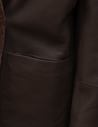 Doppelreihiger Shearling-Wende-Mantel Golier